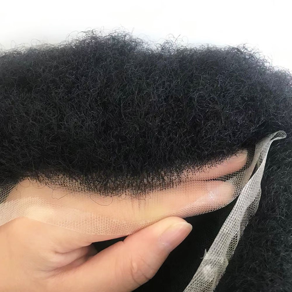 Afro Curl Full Swiss Lace Mens Toupee Hair Pieces