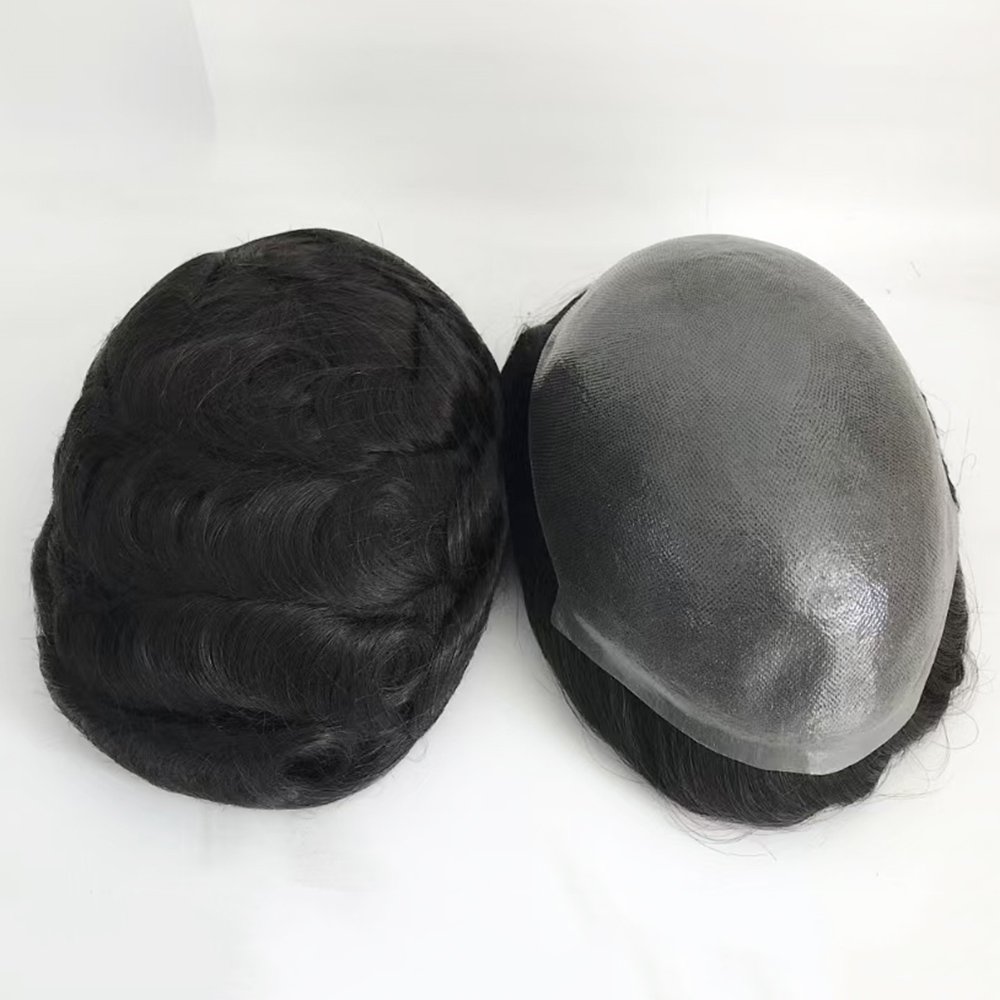 Single Knotted Full Thin Skin Men's Hair System | Durable Poly Skin Toupee