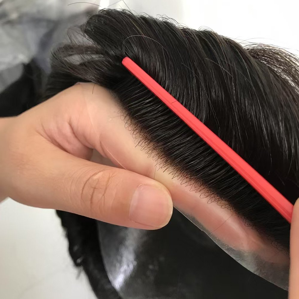 Single Knotted Full Thin Skin Men's Hair System | Durable Poly Skin Toupee