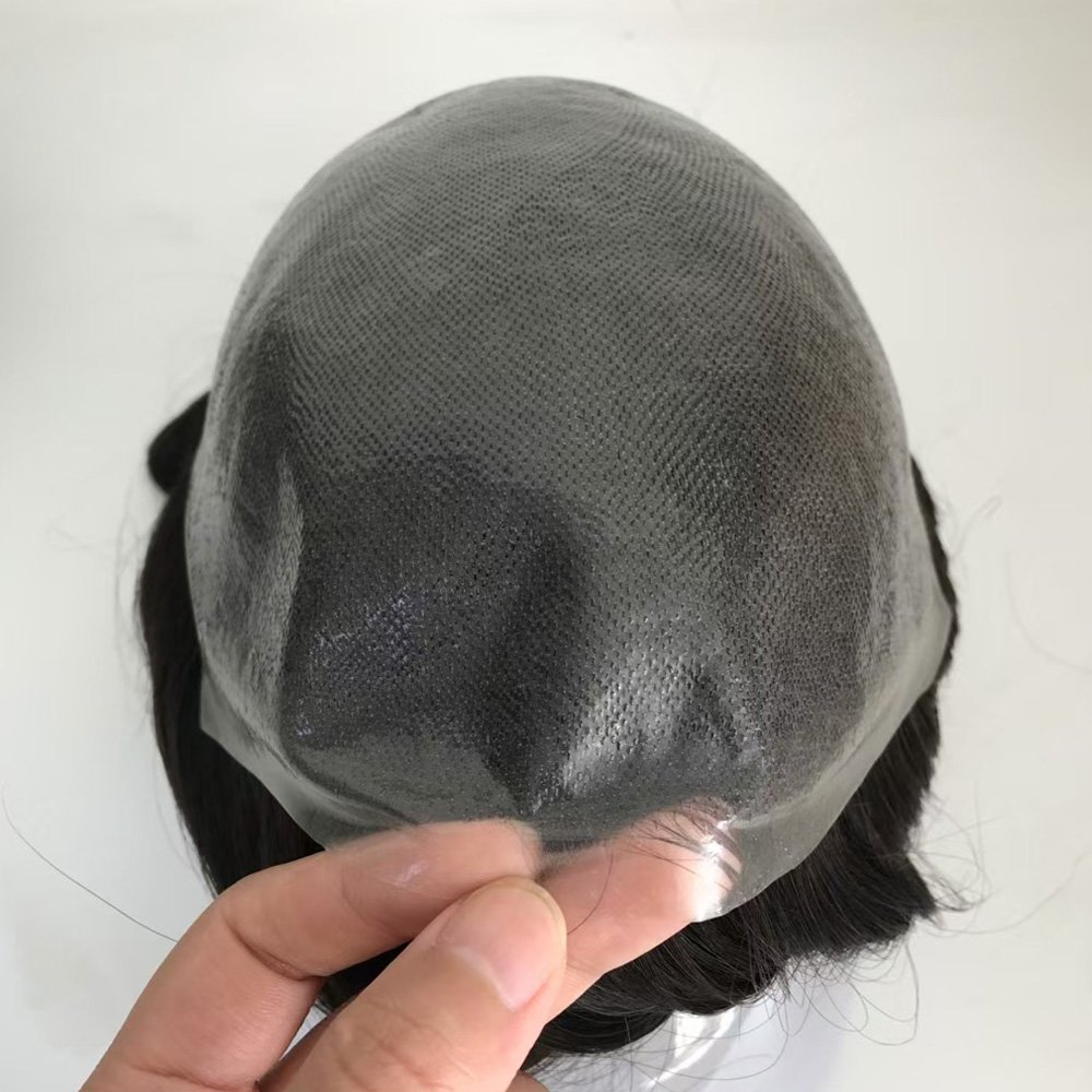 Single Knotted Full Thin Skin Men's Hair System | Durable Poly Skin Toupee