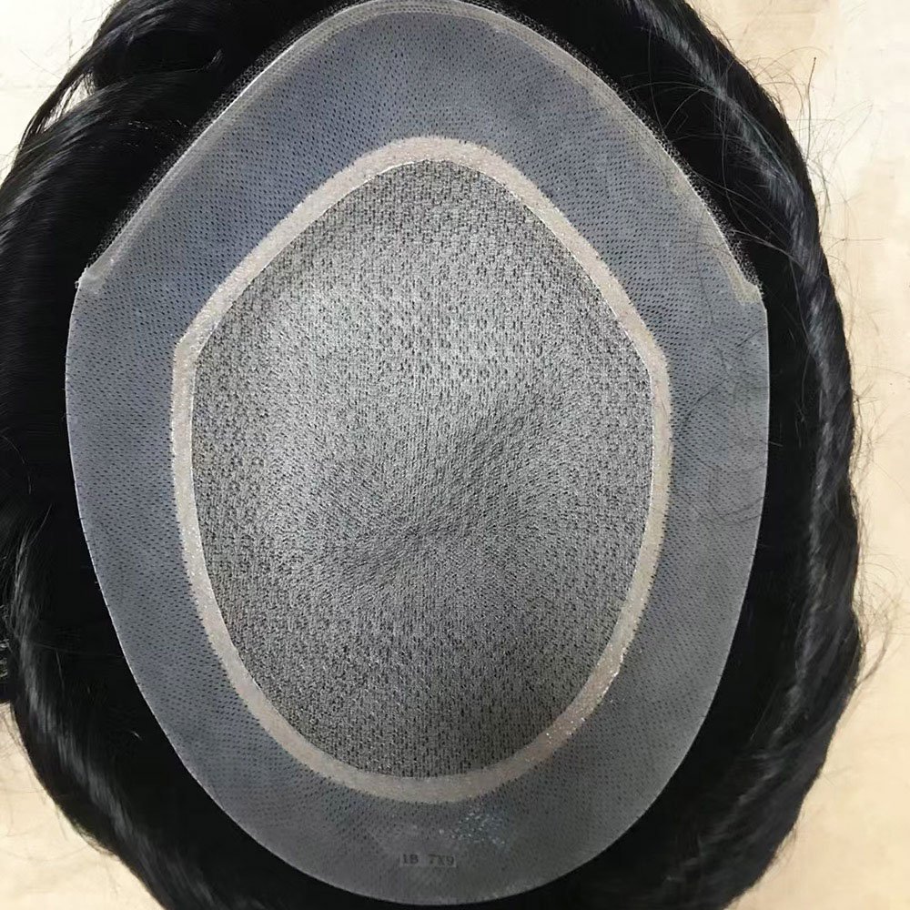 Silk Base Skin Mens Hair Replacement With PU Perimeter