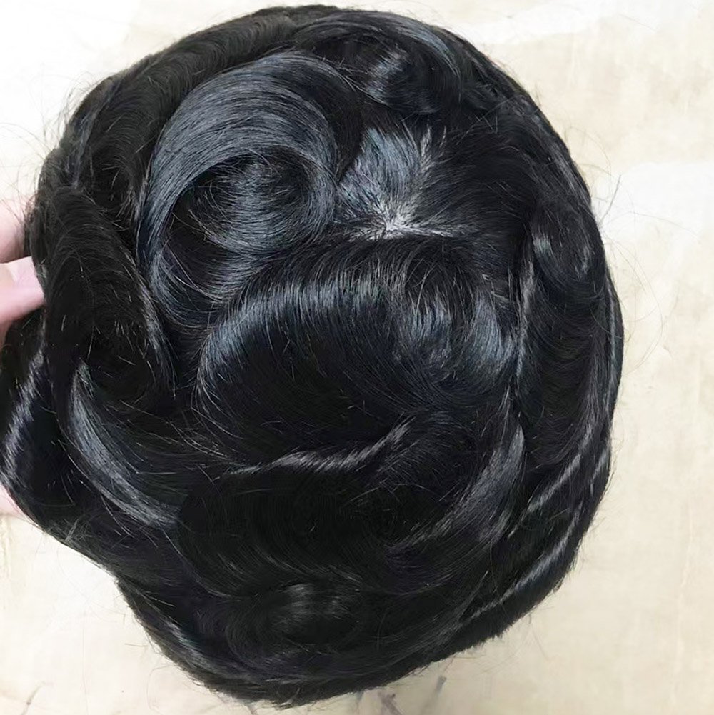 Silk Base Skin Mens Hair Replacement With PU Perimeter