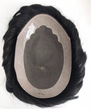 Fine Mono Base Mens Hair Replacement | Toupee with PU Perimeter and Folded Lace Front