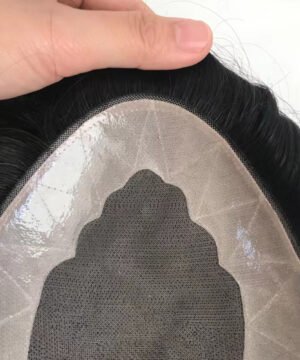 Fine Mono Base Mens Hair Replacement | Toupee with PU Perimeter and Folded Lace Front