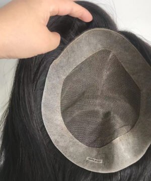 Swiss Lace Human Hair Toppers with Polyskin Premeter for Women